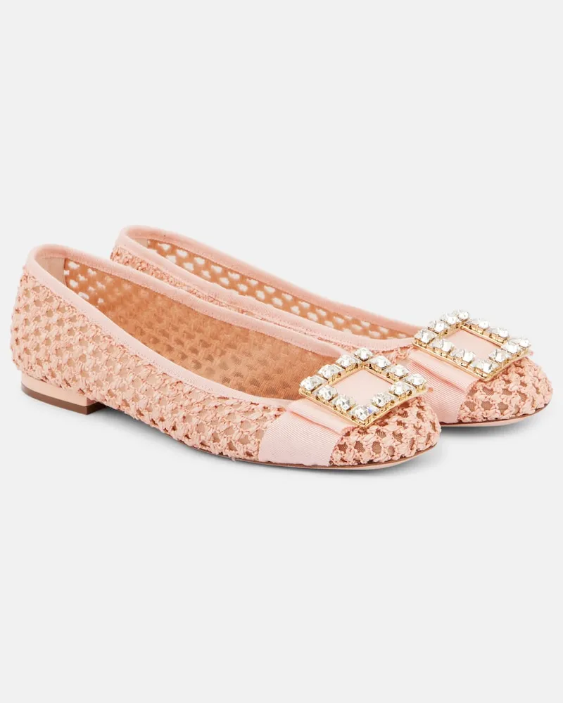 Roger Vivier Verzierte Ballerinas Tres Vivier aus Raffiabast Rosa