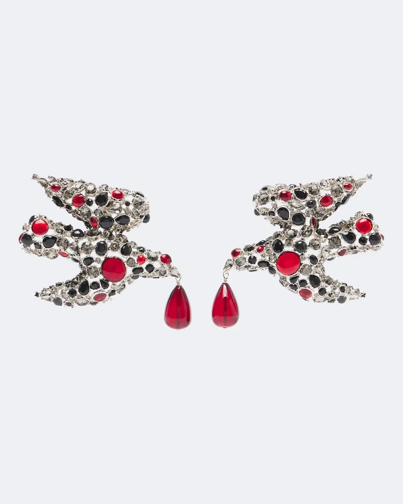 Saint Laurent Clip-Ohrringe Dove mit Kristallen Rot