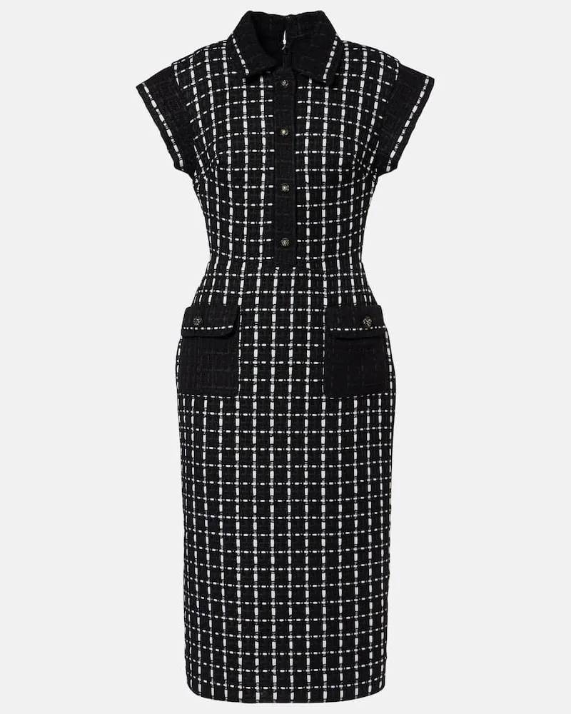 Elie Saab Midikleid aus Tweed Schwarz