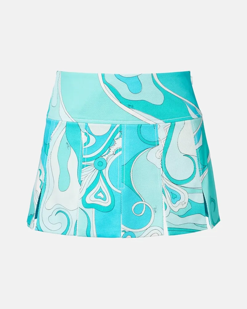 Emilio Pucci Minirock Orchidee aus Gabardine Blau