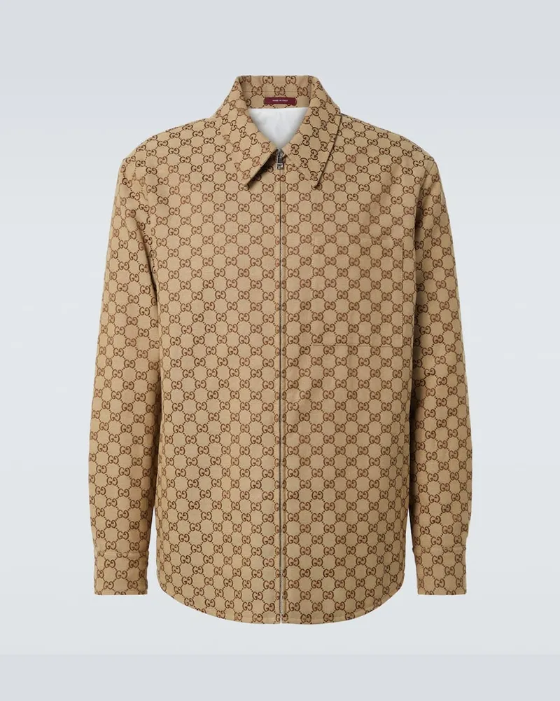 Gucci Hemdjacke GG aus Canvas Beige