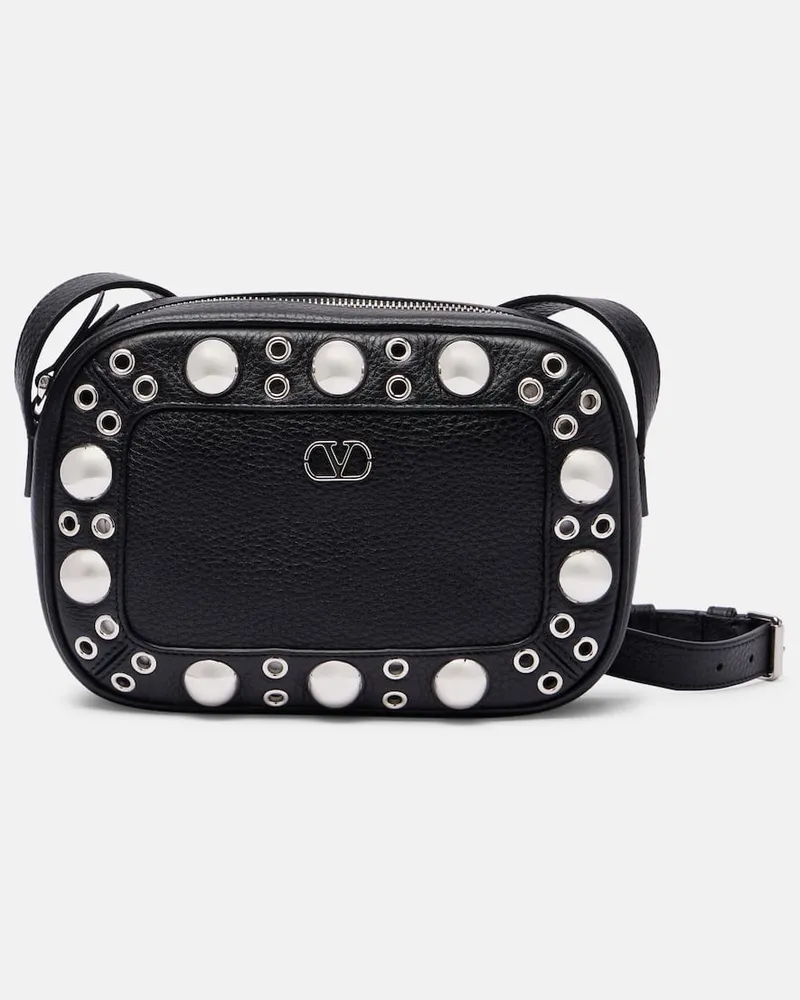 Valentino Garavani Schultertasche Nellcôte aus Leder Schwarz