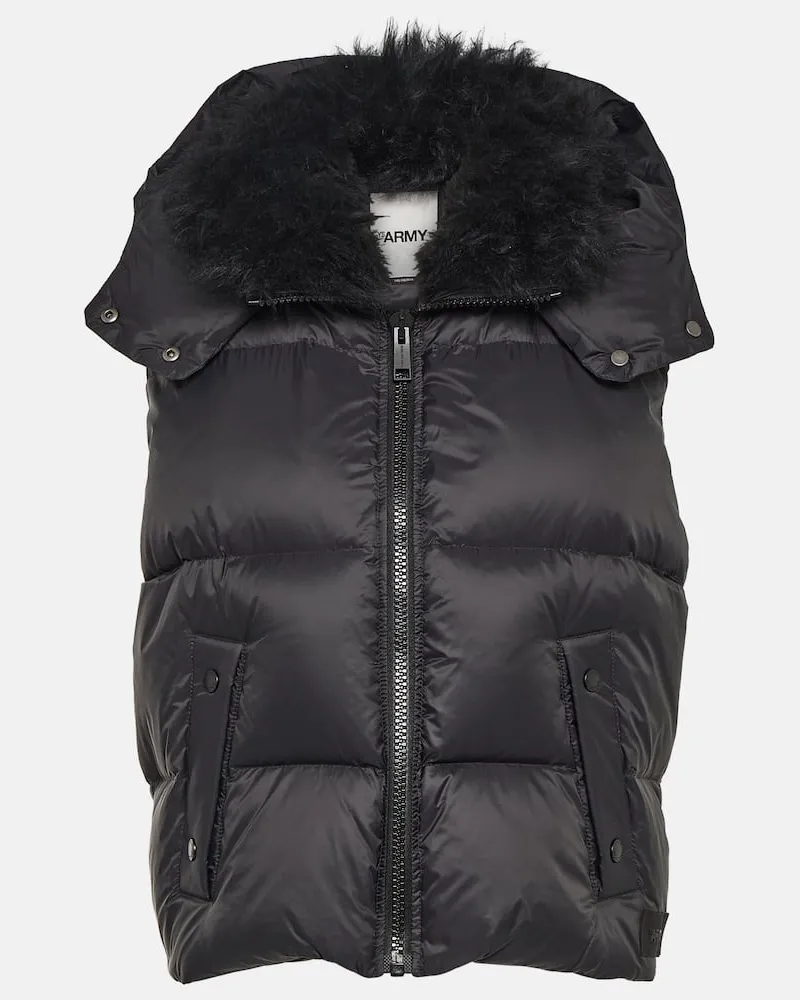 Yves Salomon Daunenweste mit Shearling Schwarz
