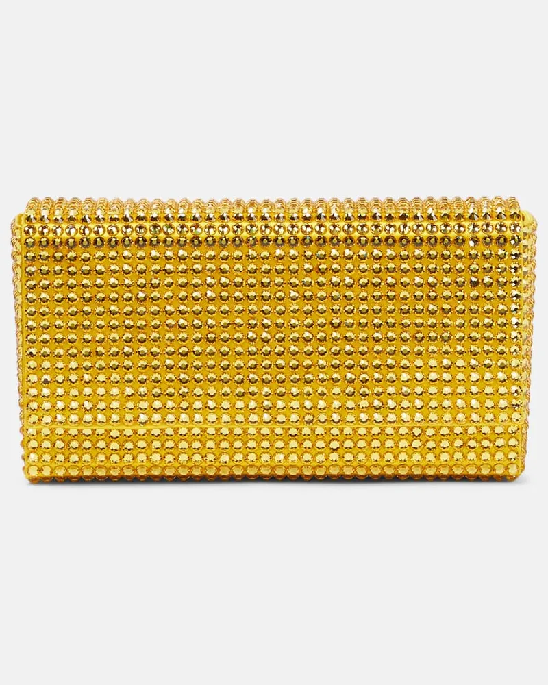 Amina Muaddi Clutch Paloma Micro aus Satin Gelb