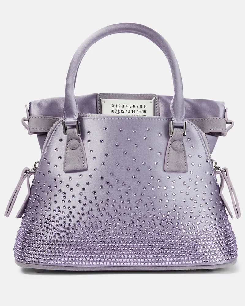 Maison Margiela Schultertasche 5AC Classique Micro aus Satin Violett