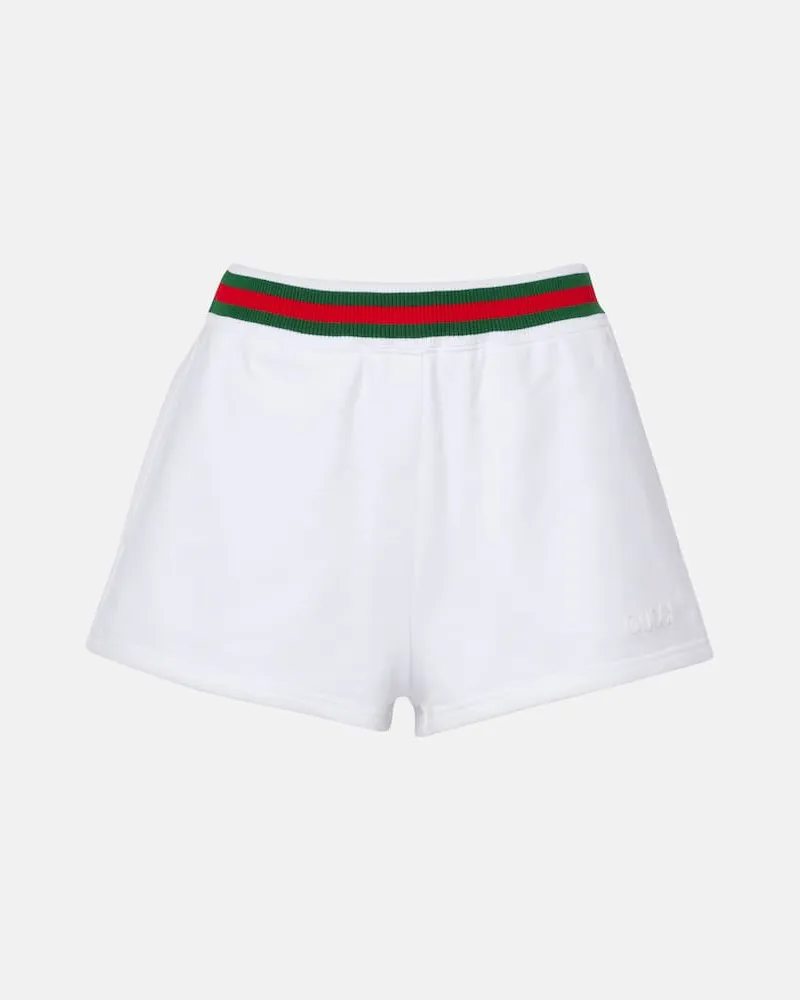 Gucci Shorts Web Stripe aus Baumwoll-Jersey Weiß