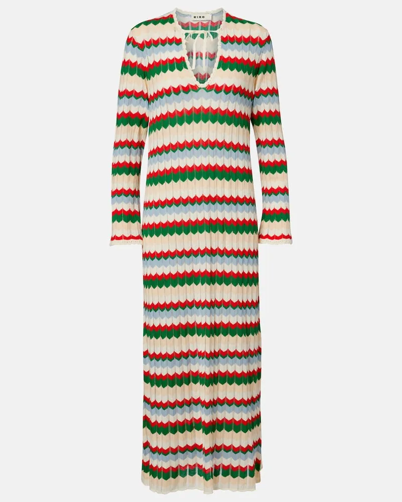 RIXO Midikleid Lucila aus Baumwolle Multicolor