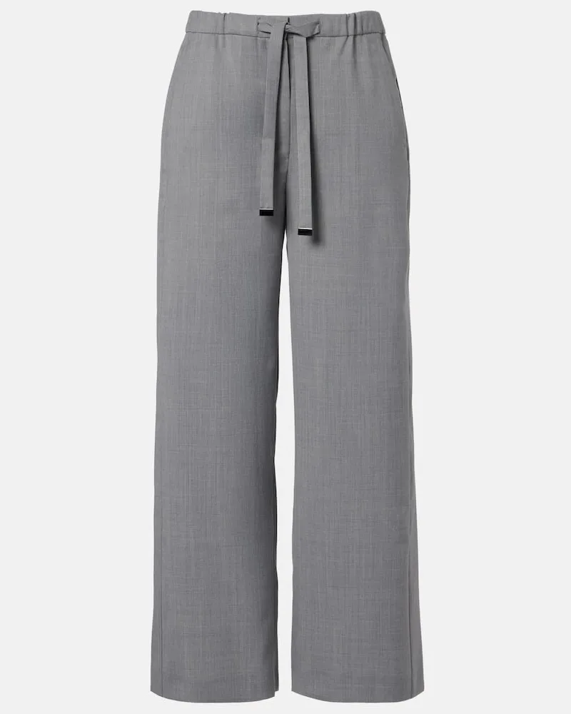 Max Mara Weite Hose Baia aus einem Wollgemisch Grau