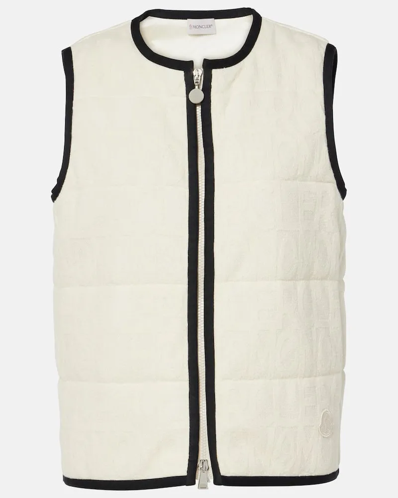 Moncler Wattierte Weste aus einem Baumwollgemisch Weiß