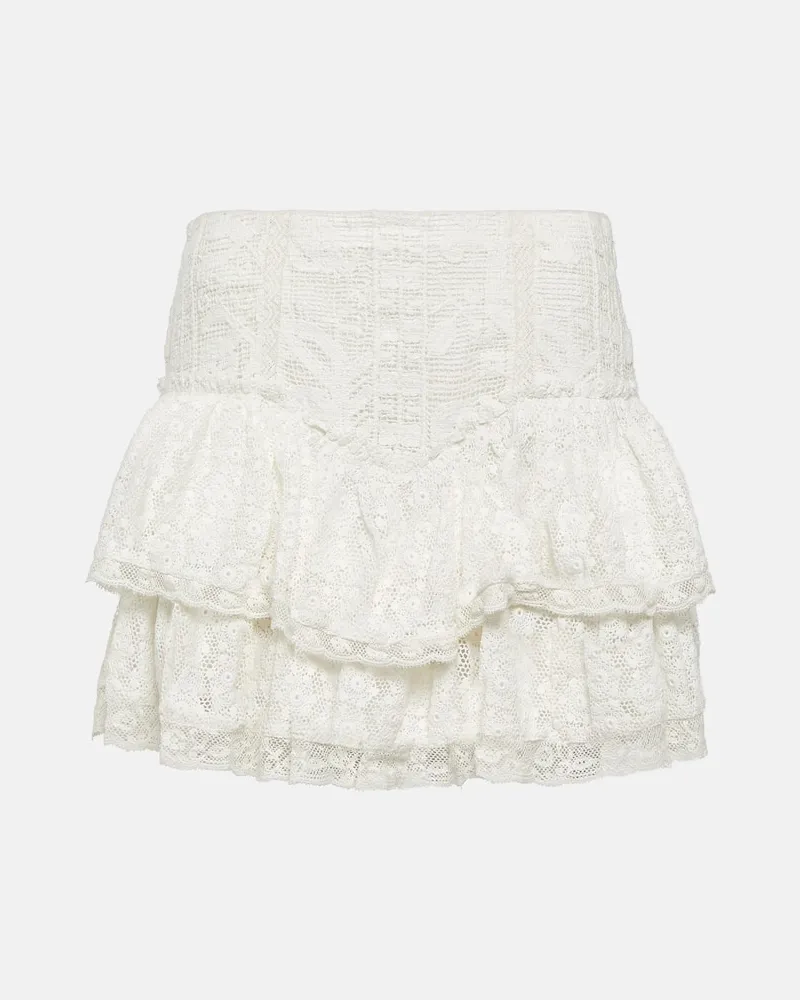 LoveShackFancy Minirock Antila aus Spitze Weiß