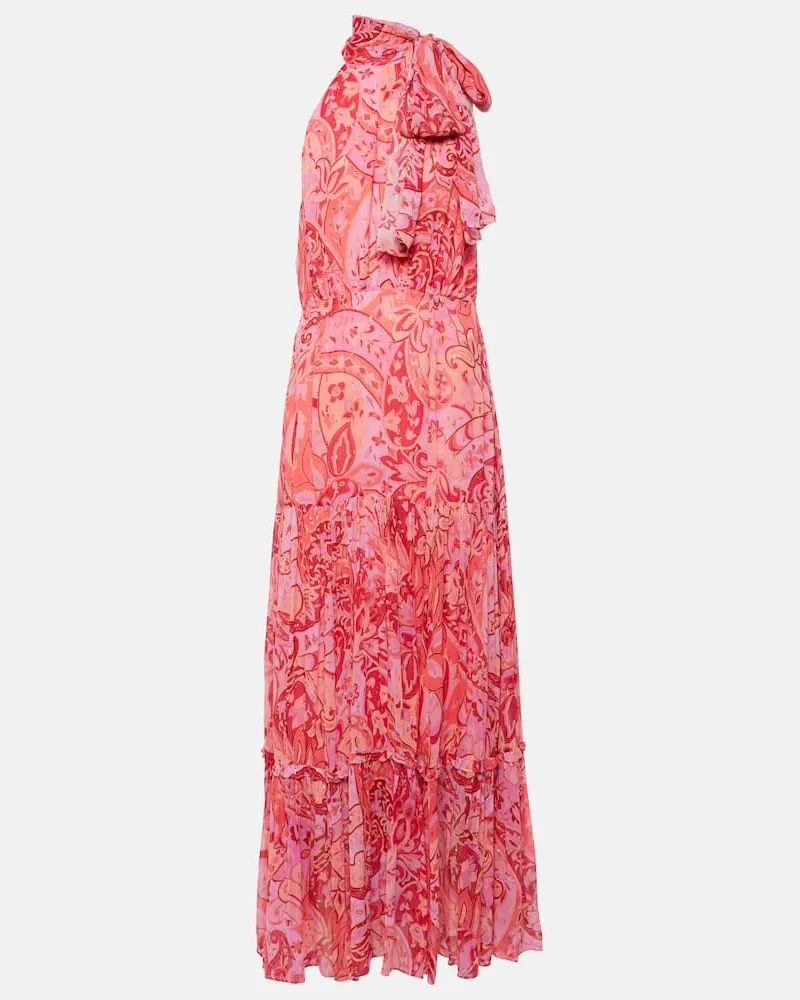 RIXO Robe Neena aus Seidenchiffon Rosa