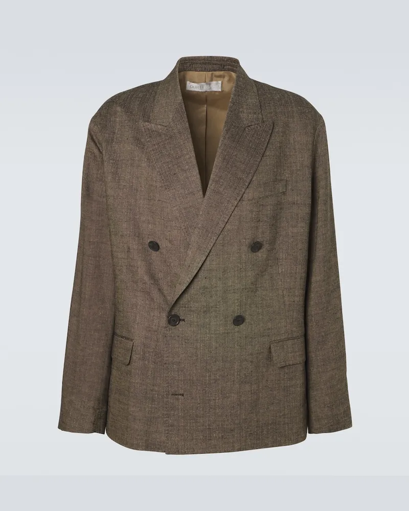 Our Legacy Blazer Halt aus Leinen, Seide und Baumwolle Braun