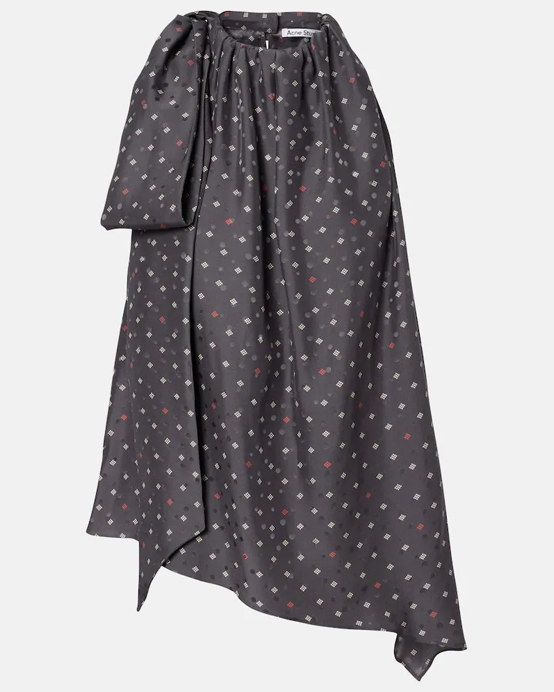 Acne Studios Bedrucktes Top Sombana aus Seide Grau
