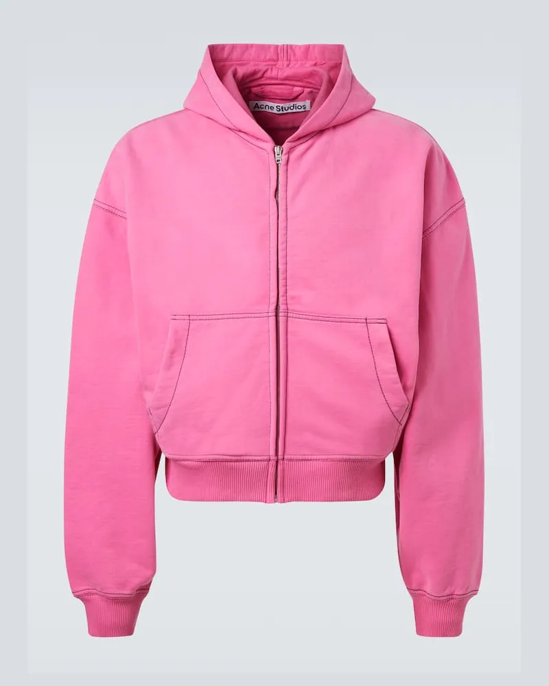 Acne Studios Bestickte Kapuzenjacke aus Baumwolle Rosa
