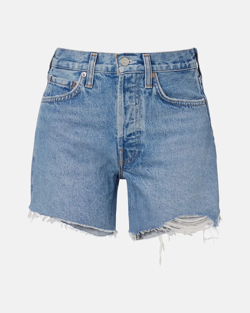 AGOLDE Distressed Jeansshorts Parker Long Blau
