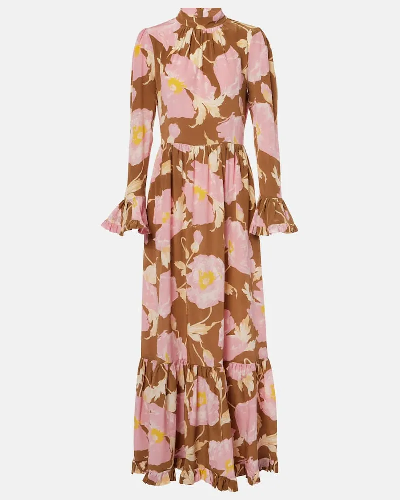 La DoubleJ Maxikleid Visconti aus Crêpe de Chine aus Seide Multicolor