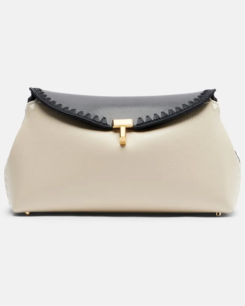Totême Clutch T-Lock aus Leder Schwarz