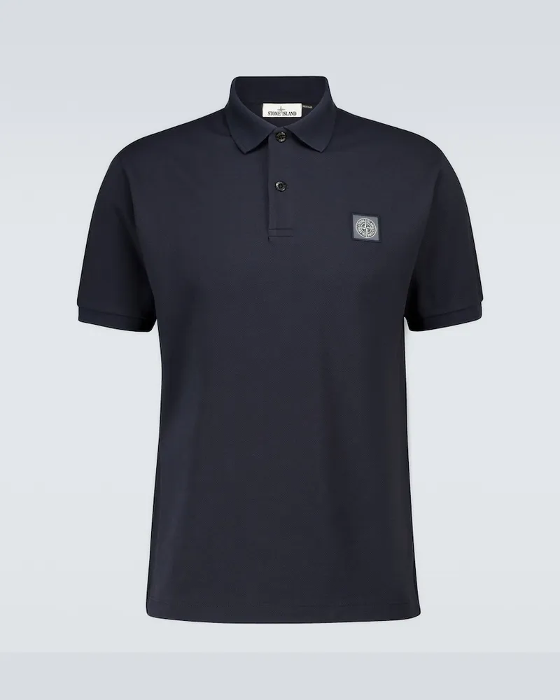 Stone Island Polohemd Compass aus Baumwoll-Pique Blau