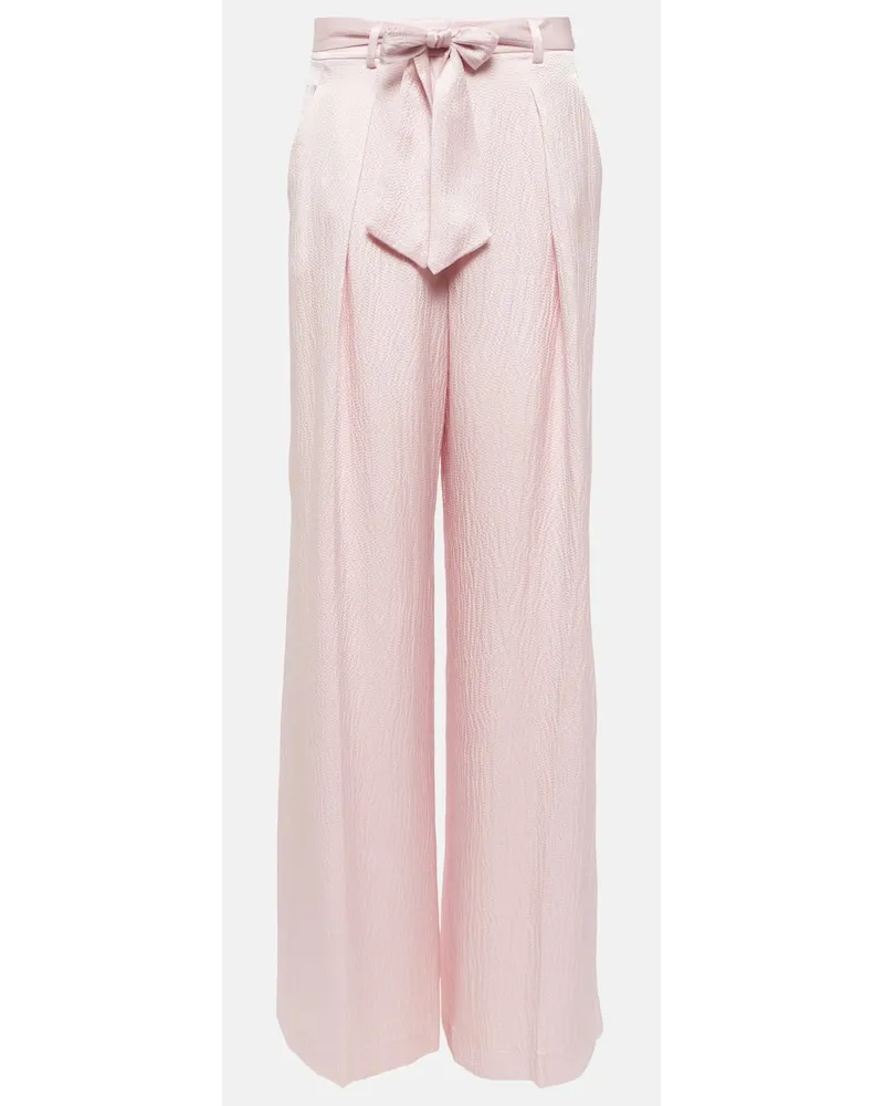 Gabriela Hearst High-Rise Wide-Leg Hose aus Seide Pink