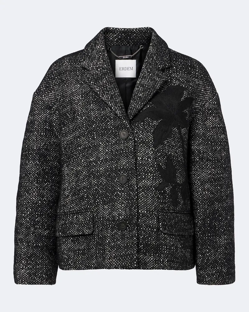 Erdem Cropped-Jacke aus einem Wollgemisch Schwarz
