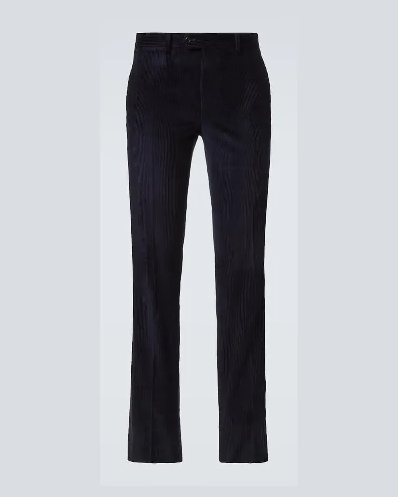 Rubinacci Gerade Hose aus Baumwoll-Cord Blau