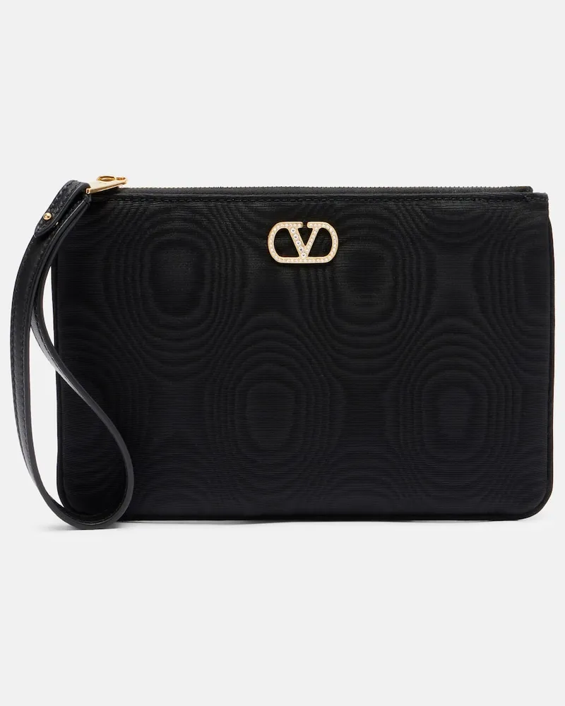Valentino Garavani Etui VLogo aus Moiré mit Swarovski®-Kristallen Schwarz