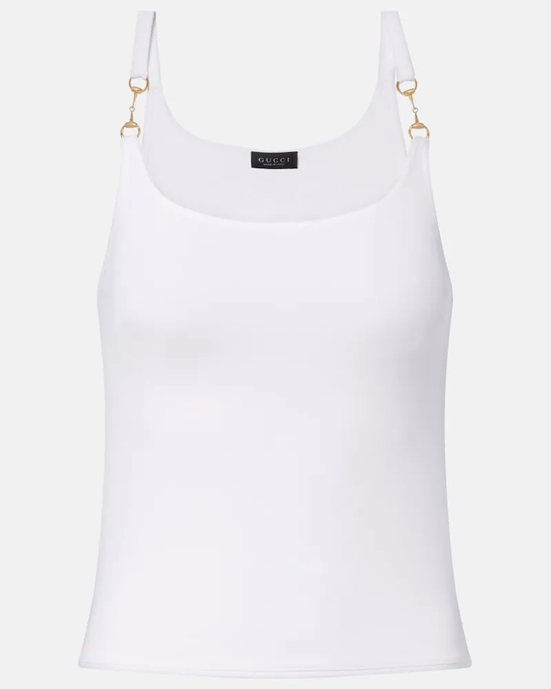 Gucci Top Horsebit aus Jersey Weiß