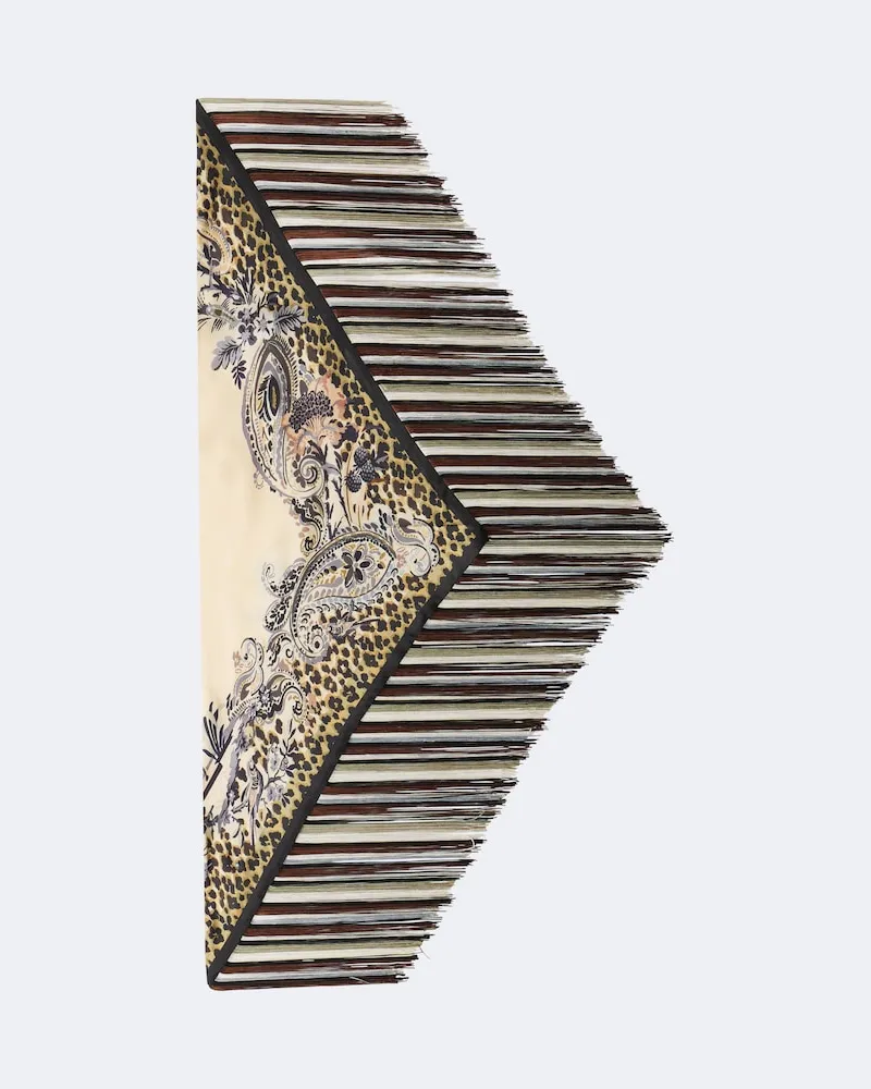 Etro Bedruckter Schal aus Seidentwill Beige