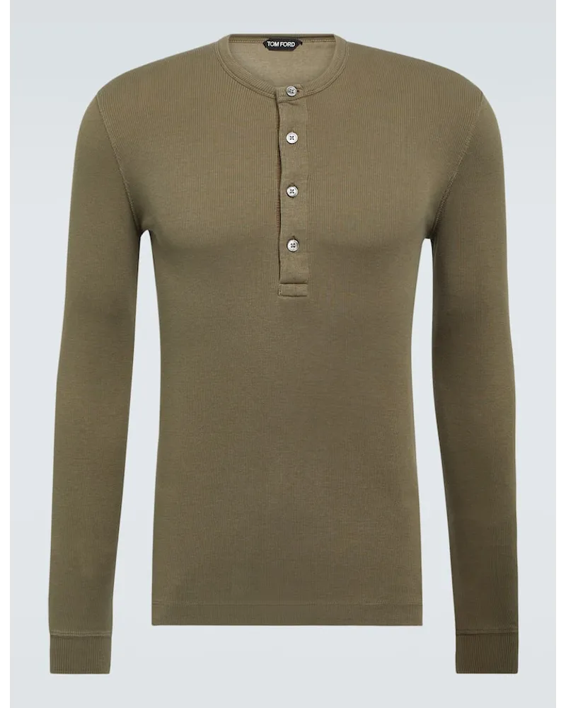 Tom Ford Longsleeve aus Rippstrick Gruen