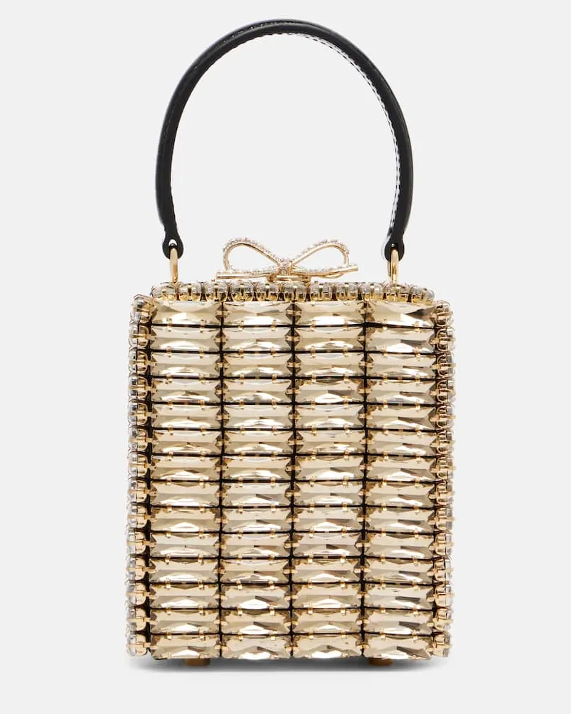 Self-Portrait Clutch Micro mit Kristallen Schwarz