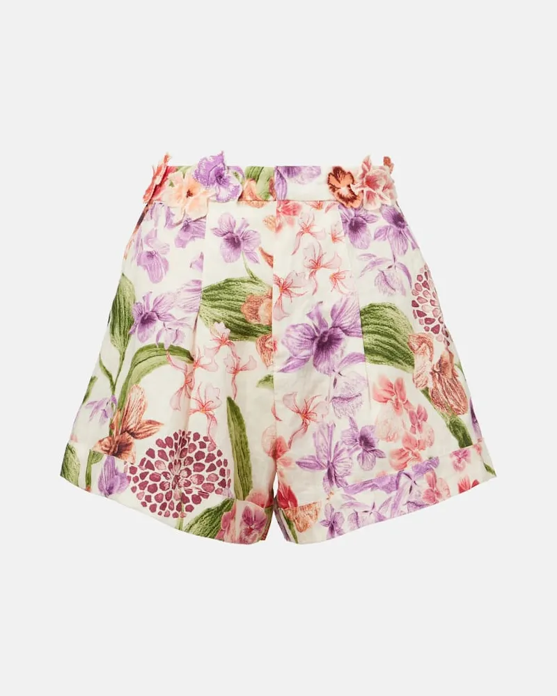 AGUA BENDITA High-Rise Shorts aus Leinen Multicolor