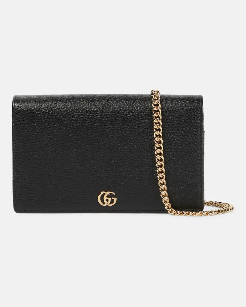 Gucci Portemonnaie mit Kettenriemen GG Marmont Schwarz