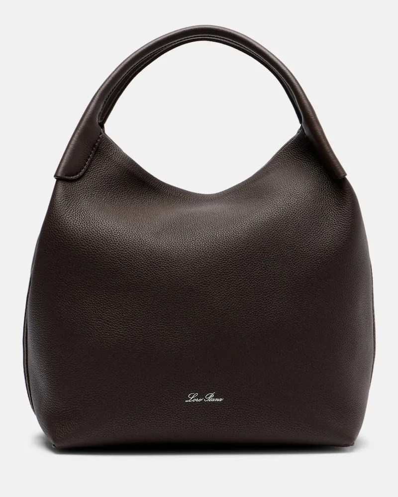 Loro Piana Bucket Bag Bale Large aus Leder Braun