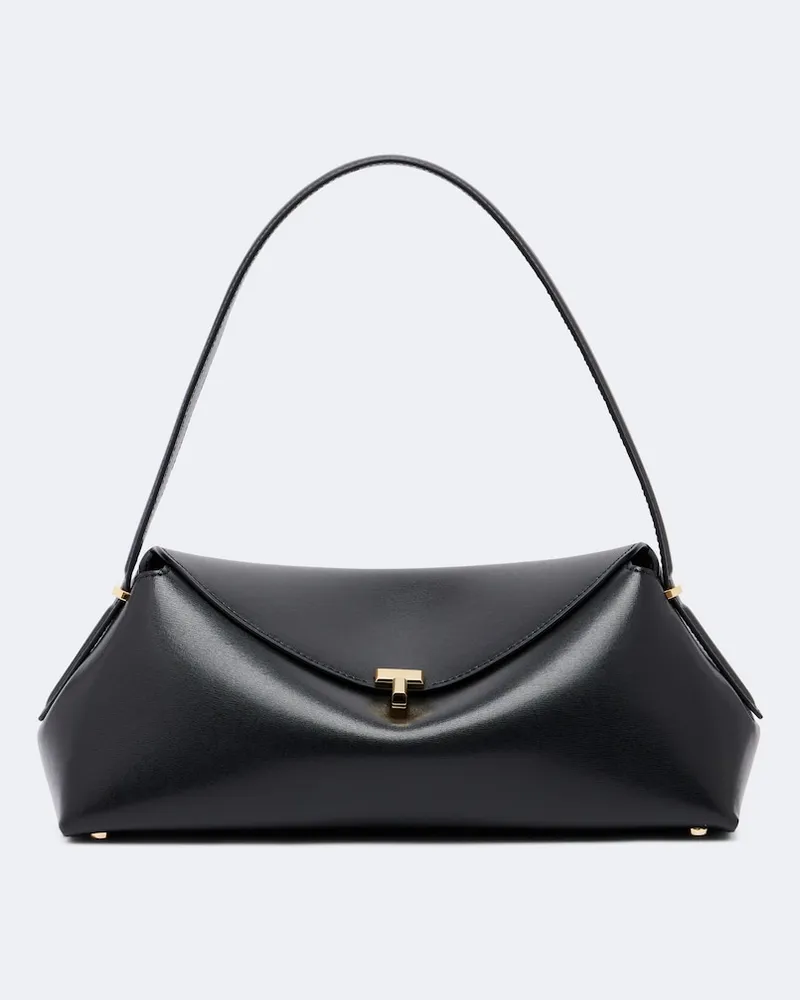 Totême Schultertasche T-Lock Small aus Leder Schwarz