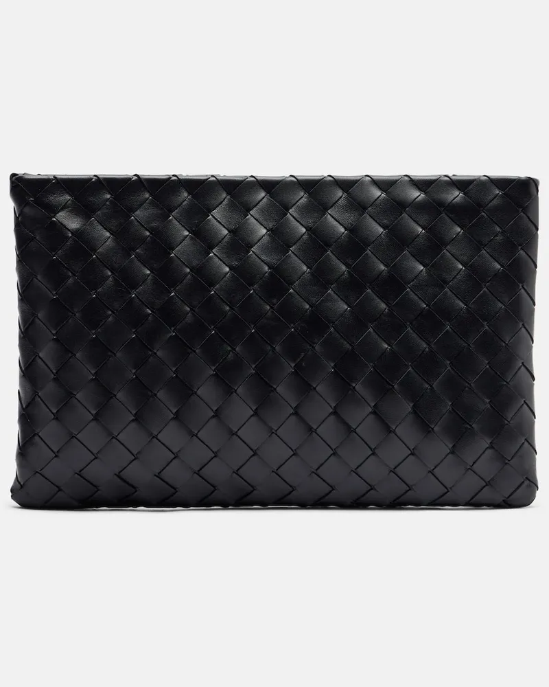 Bottega Veneta Clutch Intrecciato Medium aus Leder Schwarz