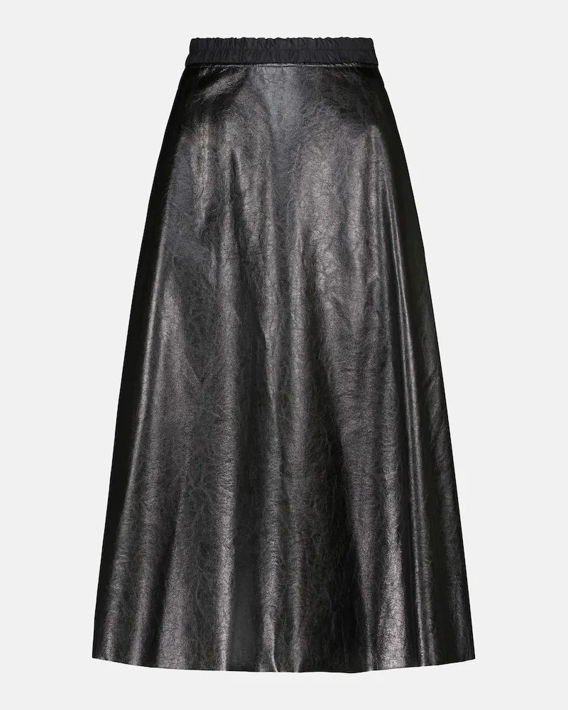 Moncler Midirock aus Lederimitat Schwarz