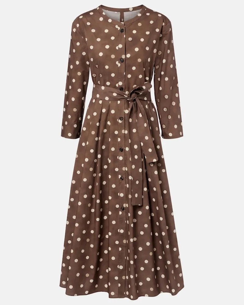 Max Mara Hemdblusenkleid Pesche aus Baumwolle Braun