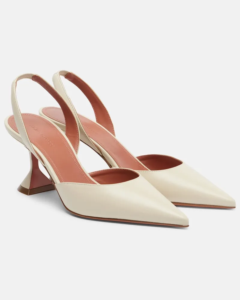 Amina Muaddi Slingback-Pumps Holli 70 aus Leder Weiß