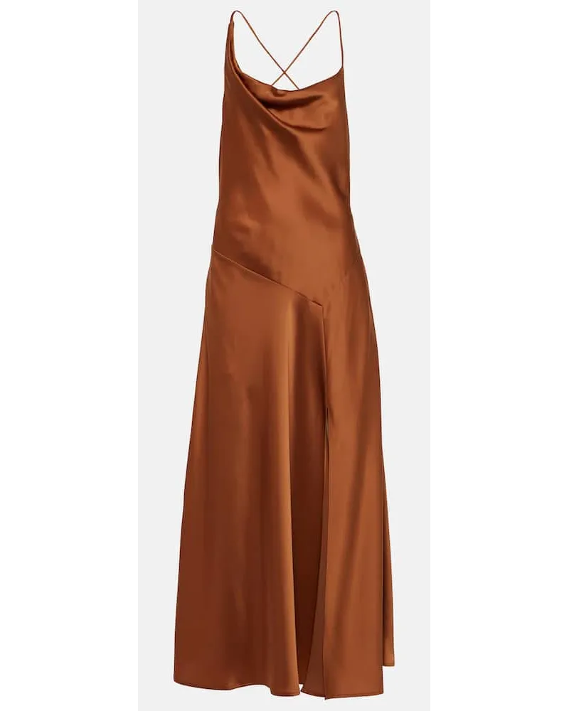 Ralph Lauren Maxikleid aus Satin Braun