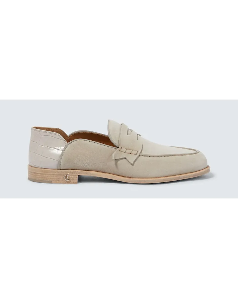 Christian Louboutin Loafers Penny No Back aus Veloursleder Nude