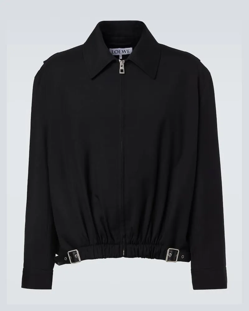 Loewe Blouson aus Wolle mit Leder Schwarz