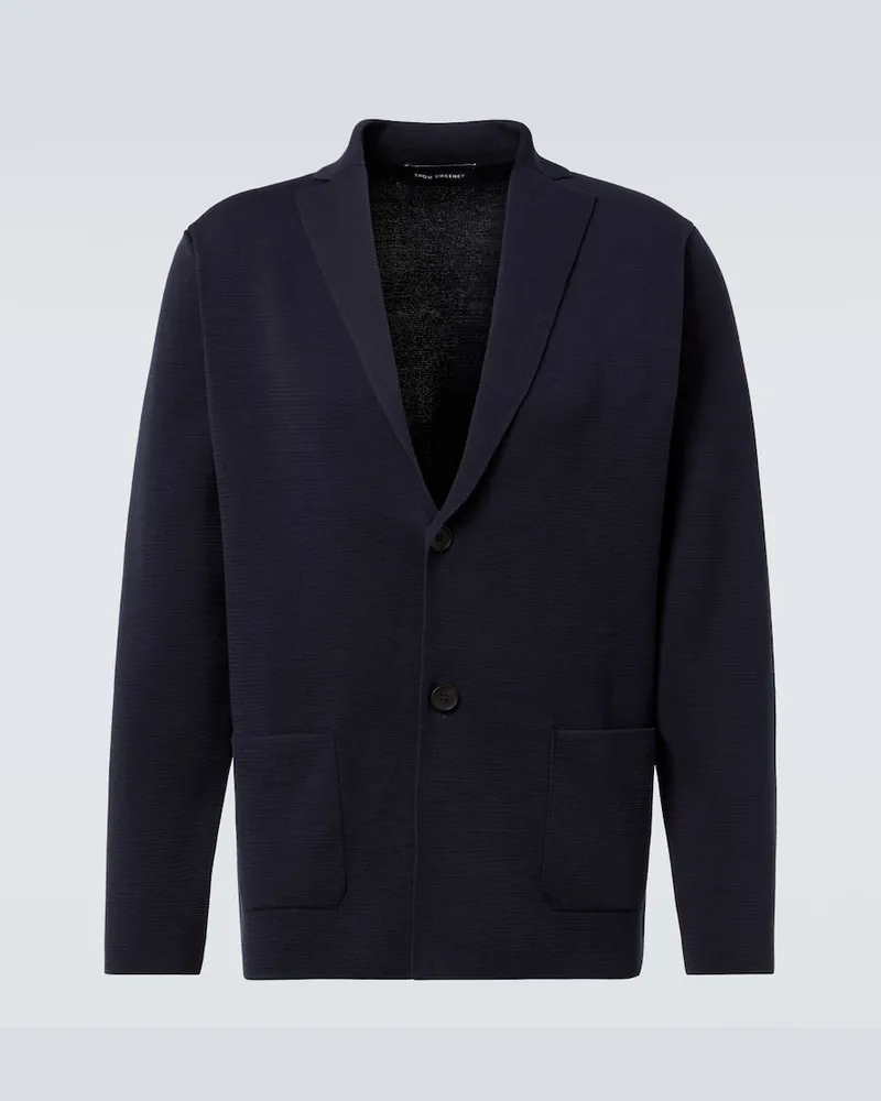 Thom Sweeney Blazer aus Baumwoll-Crêpe Blau