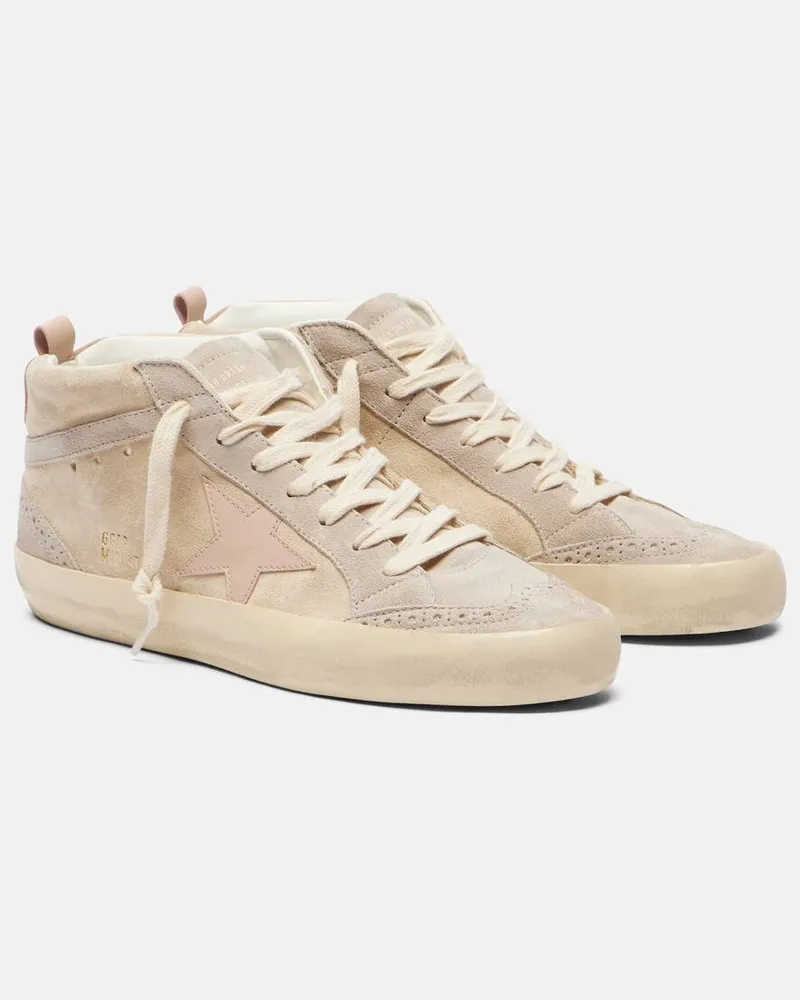 Golden Goose High-Top Sneakers Mid Star aus Veloursleder Beige