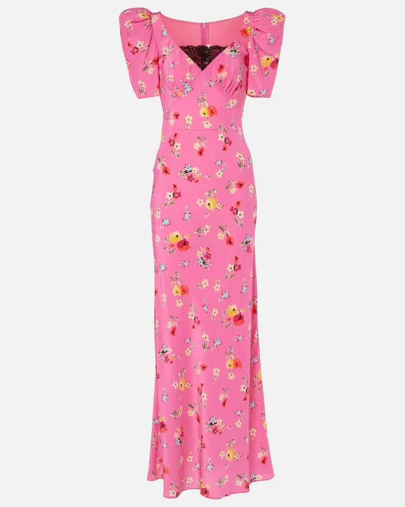 Rodarte Maxikleid aus Seide mit Spitze Pink