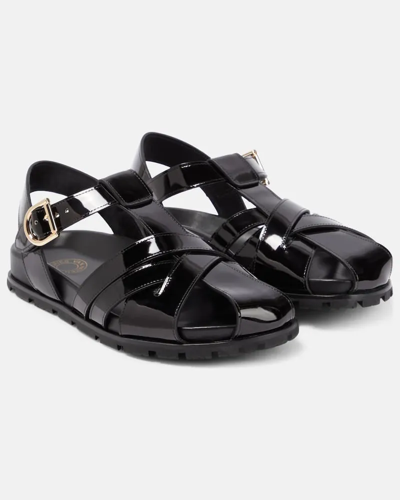 Dries van Noten Sandalen aus Lackleder Schwarz