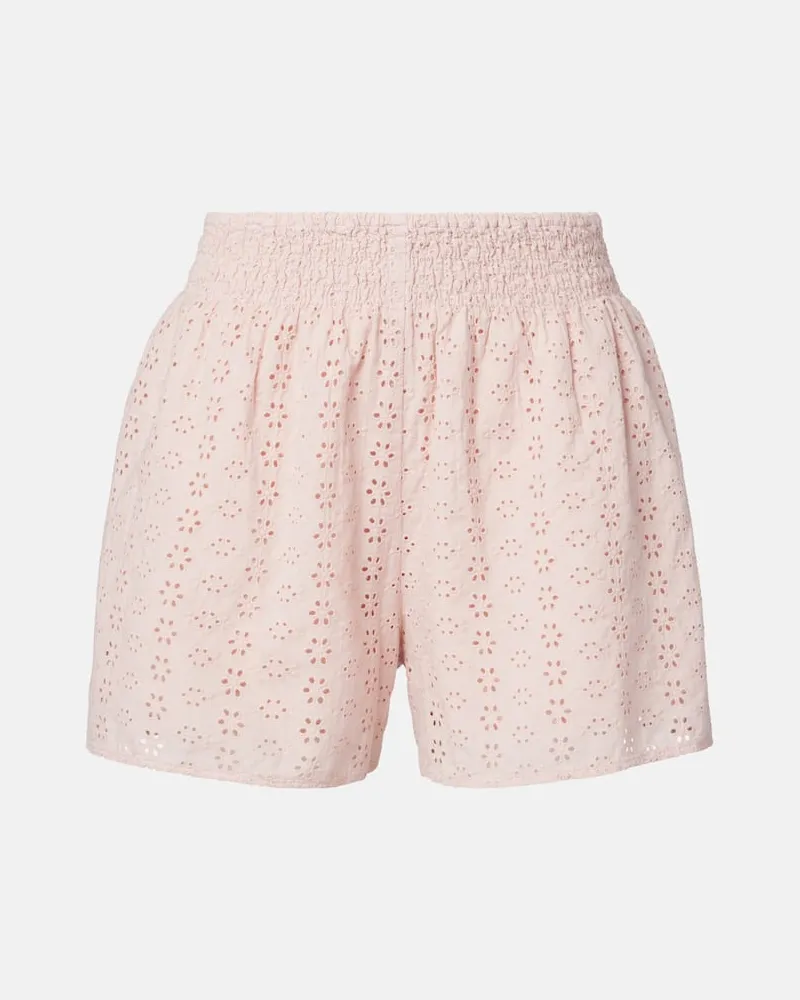 Velvet Bestickte Shorts Iris aus Baumwollpopeline Pink