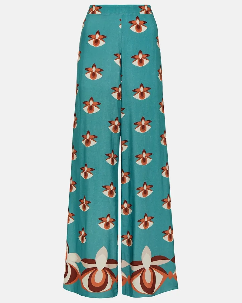Adriana Degreas Bedruckte High-Rise-Hose aus Satin Multicolor