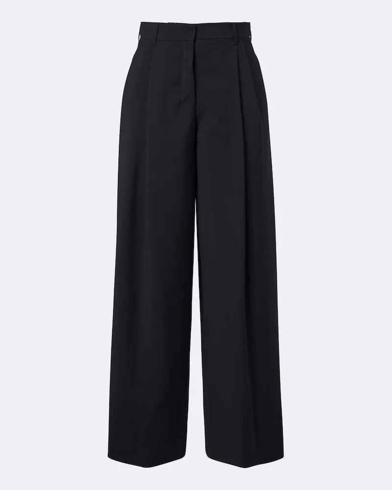 Max Mara Weite Hose aus Schurwolle Blau