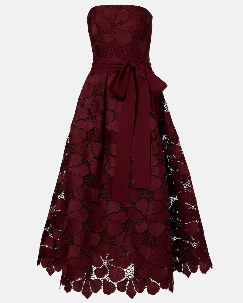Elie Saab Cocktailkleid aus Guipure-Spitze Burgunderrot