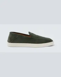 Giorgio Armani Slip-Ons aus Veloursleder Gruen